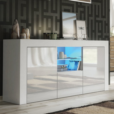 Sideboard 145cm Modern White with High Gloss Doors - Creative Furniture