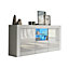 Sideboard 145cm White Modern Stand Gloss Doors Free LED