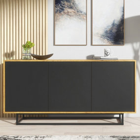 Sideboard 160cm Loft Retro Vintage Oak & Black Contemporary TV Unit