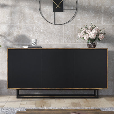 Sideboard 160cm Loft Rustic with Black Matt Doors - Creative Furniture