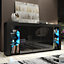 Sideboard 164 cm Black TV Unit Modern Stand Gloss Doors Free LED
