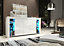 Sideboard 164 cm White TV Unit Modern Stand Gloss Doors Free LED