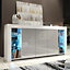 Sideboard 164 cm White TV Unit Modern Stand Grey Gloss Doors Free LED