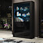 Sideboard 170cm Black Display Cabinet Modern Stand Black Gloss Doors Free LED