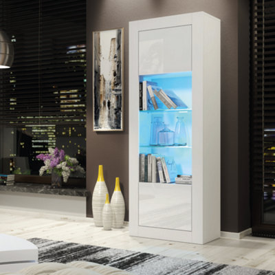 Sideboard 170cm White Display Cabinet Modern Gloss Doors Free LED