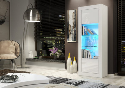 Sideboard 170cm White Display Cabinet Modern Gloss Doors Free LED