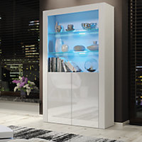 Sideboard 170cm White Display Cabinet Modern Stand Gloss Doors Free LED