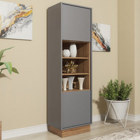 Sideboard 175cm Contemporary Display Cabinet Vintage Loft Grey & Oak