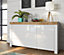 Sideboard Cabinet 3 Drawers Unit Modern White Gloss Oak Effect Soft Close Storage Holten