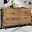 Sideboard Cabinet for Living Room, Chest of Drawers with 6 drawers, Dark Oak, 40D x 120W x 76H centimetres