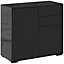Sideboard  Matt Black Chipboard 2 door 2 drawer Standard Cabinet (H)740mm (W)790mm (D)360mm
