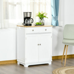 Sideboard  Matt Nature Wood, White MDF 2 door 2 drawer Standard Cabinet (H)850mm (W)680mm (D)405mm