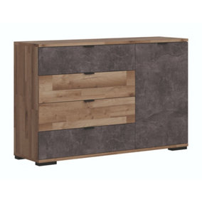 Sideboard Storage Dresser Drawer Cabinet Unit Light Oak Concrete Grey Arica