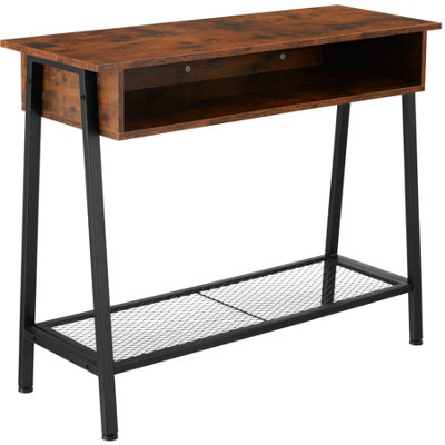 Sideboard Tralee - tabletop, storage compartment and grid shelf - Industrial wood dark, rustic