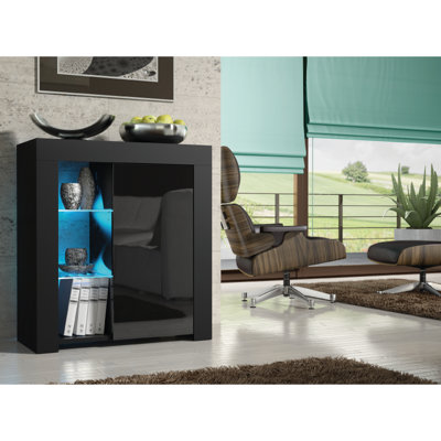 Sideboard TV Unit Modern Cabinet Cupboard TV Stand Living Room High Gloss Doors - Black