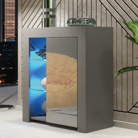 Sideboard TV Unit Modern Cabinet Cupboard TV Stand Living Room High Gloss Doors - Dark Grey