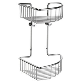 SIDELINE - Basic Corner Shower Basket, Double in Polished Chrome