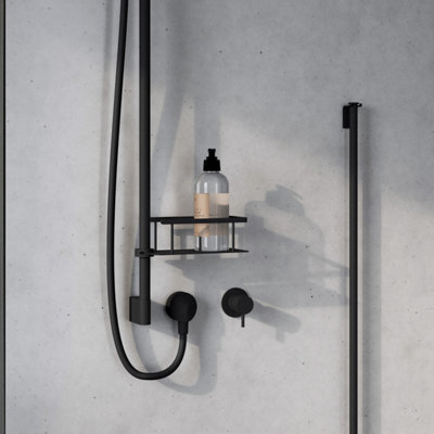 SIDELINE - Basket for shower riser rail. Black. Basket 200 x 110 mm. - 3