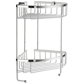 SIDELINE - Design Corner Shower Basket, Double in Polished Chrome
