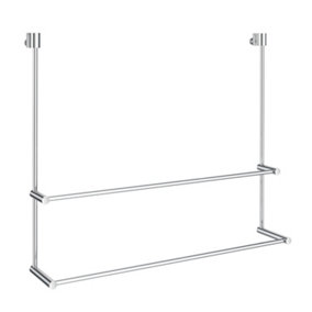 SIDELINE - Double Towel Rail for Glass Shower Panel in Polished Chrome
