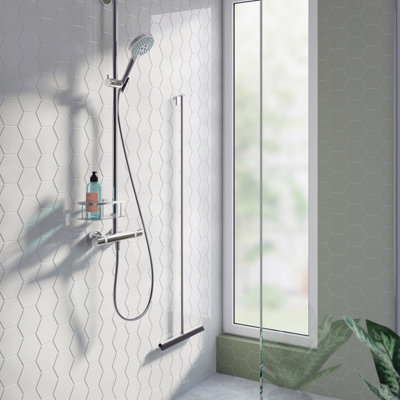 SIDELINE - Floor Squeegee with self-adhesive Hook. Polished stainless steel.