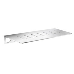 SIDELINE - Grout Line Shelf, with holes. Polished Stainless Steel.