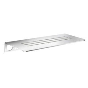 SIDELINE - Grout Line Shelf, with lines. Polished Stainless Steel.