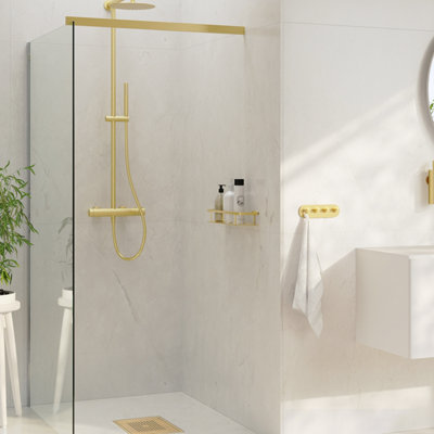 SIDELINE - Shower Basket. Brushed Brass. 250 x 103 mm. Height 60 mm.