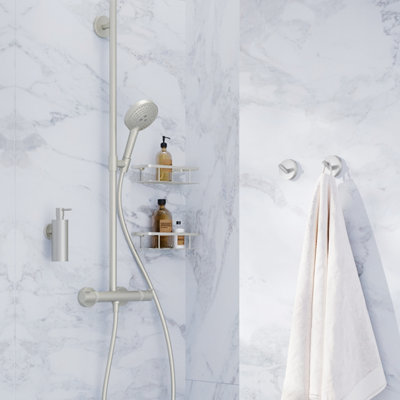 SIDELINE - Shower Basket. Brushed Nickel. 250 x 103 mm. Height 60 mm.