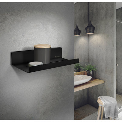 SIDELINE - Shower Shelf. Black. 250 x 112 mm. Wallplate Height 47 mm.