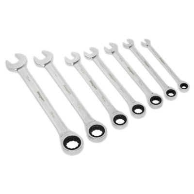 Siegen Combination Ratchet Spanner Set with Tool Tray 7pc