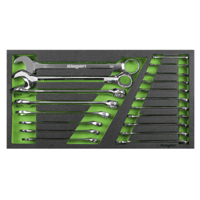 Siegen Combination Spanner Set with Tool Tray 19pc
