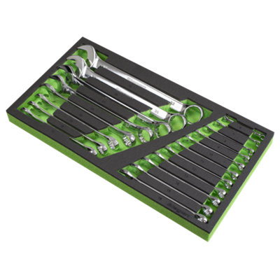 Siegen Combination Spanner Set with Tool Tray 19pc