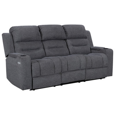 Siena 3 Seater Electric Cinema Recliner Sofa Set in Grey Woven Fabric