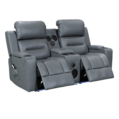 Siena Cinema Electric Reclining 2 Seater Sofa in Grey Leatheraire
