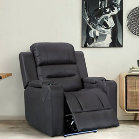 Siena Electric Recliner Chair & Cinema Seat in Black Fabric