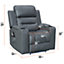 Siena Electric Recliner Chair & Cinema Seat in Grey Leather Aire