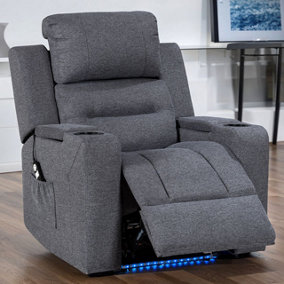 Siena Electric Recliner Chair in Grey Woven Fabric