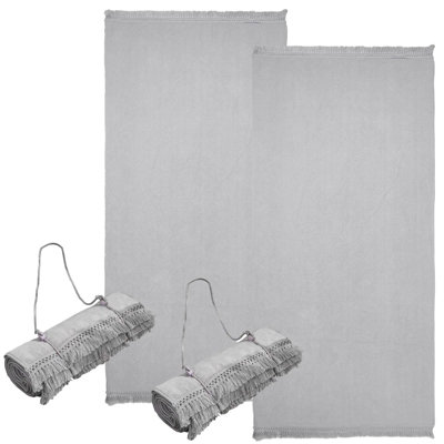 Sienna 2 x Plain Beach Quick-Dry Microfiber Bath Towel, 71 x 152cm - Grey