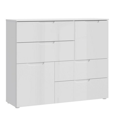 Sienna Abstract Chest of in White/White High Gloss