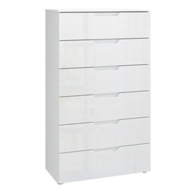 Sienna Chest of 6 Drawers in White/White High Gloss