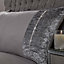 Sienna Crushed Velvet Diamante Duvet Cover with Pillowcase, Silver - Double