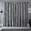 Sienna Crushed Velvet Eyelet Ring Top Pair of Fully Lined Curtains - Silver 66" x 72"