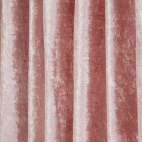 Sienna Crushed Velvet Pair of Pencil Pleat Curtains, Blush - 46" x 72