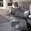 Sienna Crushed Velvet Panel Duvet Cover with Pillow Case Set - Silver, Double