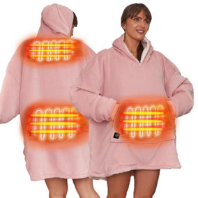 Sienna Electric Hoodie Blanket Ultra Plush Wearable Sherpa Oversize - Blush
