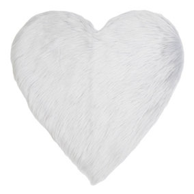 Sienna Heart Shaped Faux Fur Fluffy Plush Fleece Bedroom Rug, 65 x 65cm - Grey