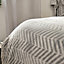 Sienna Herringbone Flannel Fleece Duvet Cover Bedding Set, Silver - Superking