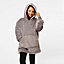 Sienna Hoodie Blanket Oversized Ultra Plush Sherpa Wearable, Kids - Charcoal