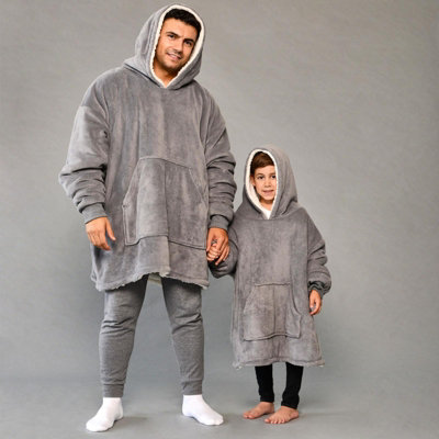 Sienna Hoodie Blanket Oversized Ultra Plush Sherpa Wearable Kids Charcoal DIY at B Q